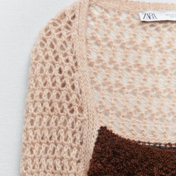 Zara wool blend long sleeve fuzzy knit crop top - Picture 6 of 7